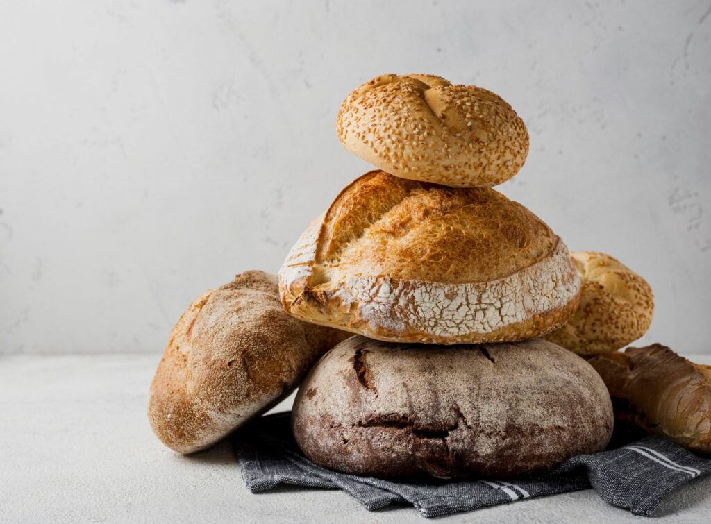 A pile of freshly baked bread